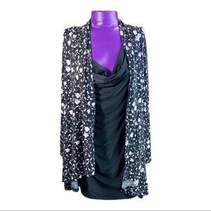 Isabela Rodriguez black white splatter draped blouse 3X